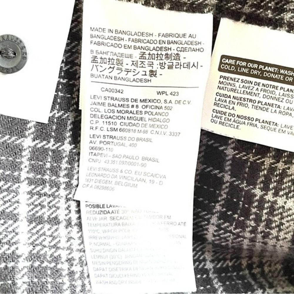 NWT LEVI’S Classic 100% Cotton Flannel Checkered Casual Navy/Gray Shirt Sz XXL - Picture 10 of 11